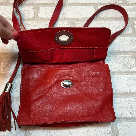 Clements Ribeiro Black Label Red Leather Crossbody Bag Purse - Picture 2 of 11